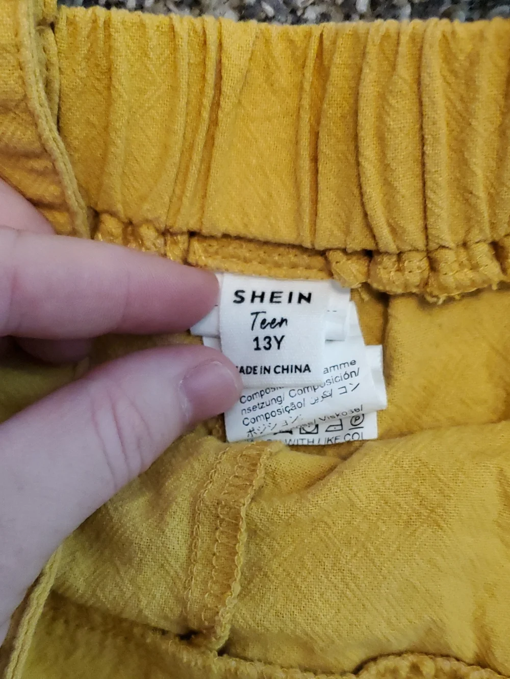 SHEIN Mustard Yellow Elastic-Waist Shorts